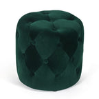 Adeco Tufted Round Ottoman - Upholstered Ottoman Footstool Foot Rest