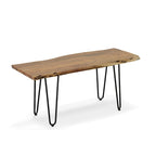 Carolina Living Seti Live Edge Coffee Table/Bench - Elm Top - Gold Base