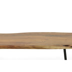 Carolina Living Seti Live Edge Coffee Table/Bench - Elm Top - Gold Base