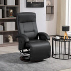 HOMCOM PU Recliner with Footrest, Lounge Chair with 135 Adjustable Backrest, Swivel Wood Base