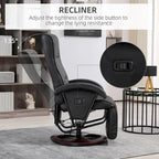 HOMCOM PU Recliner with Footrest, Lounge Chair with 135 Adjustable Backrest, Swivel Wood Base