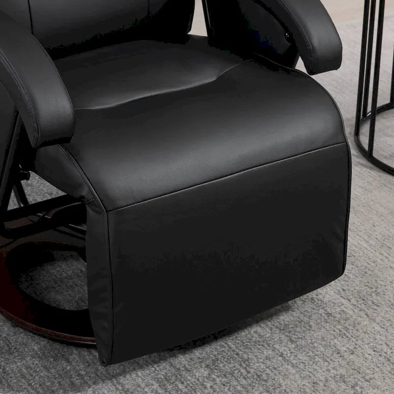 HOMCOM PU Recliner with Footrest, Lounge Chair with 135 Adjustable Backrest, Swivel Wood Base