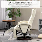 HOMCOM PU Recliner with Footrest, Lounge Chair with 135 Adjustable Backrest, Swivel Wood Base