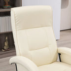 HOMCOM PU Recliner with Footrest, Lounge Chair with 135 Adjustable Backrest, Swivel Wood Base