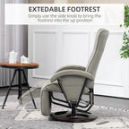 HOMCOM PU Recliner with Footrest, Lounge Chair with 135 Adjustable Backrest, Swivel Wood Base