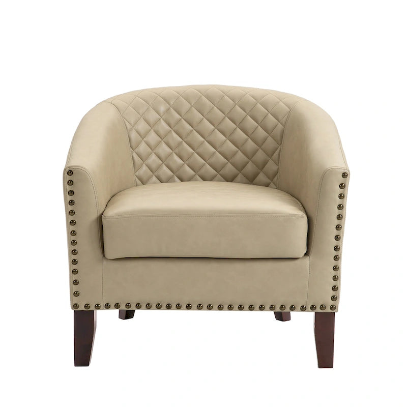 Axia 4 Set Modern Faux Leather Barrel Accent Chair with Wood Legs