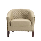 Axia 4 Set Modern Faux Leather Barrel Accent Chair with Wood Legs