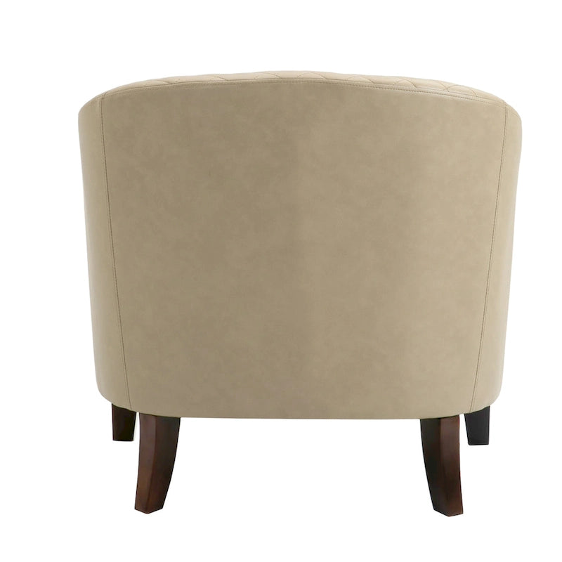 Axia 4 Set Modern Faux Leather Barrel Accent Chair with Wood Legs