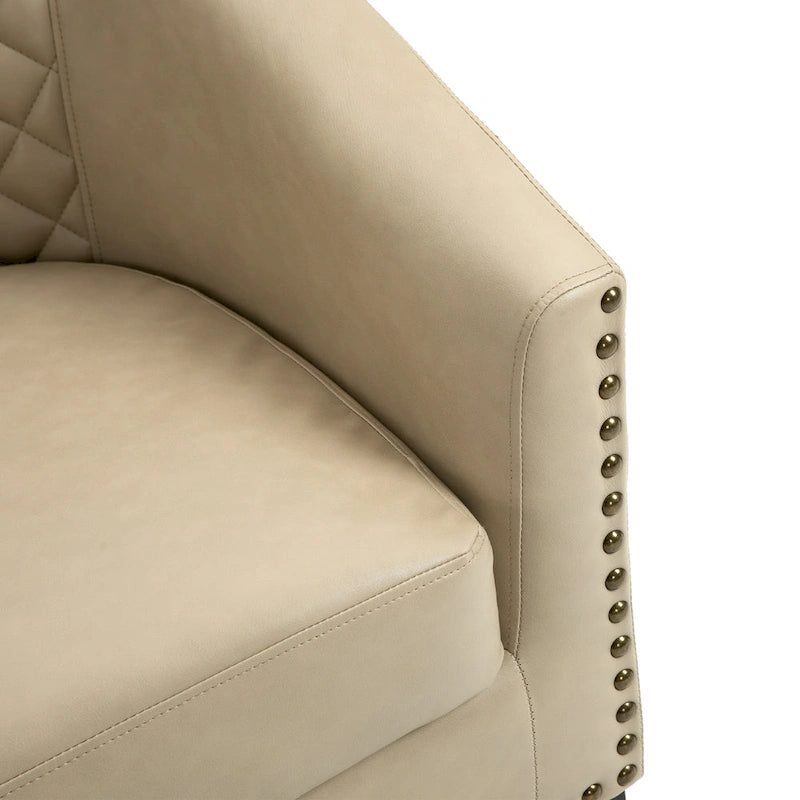 Axia 4 Set Modern Faux Leather Barrel Accent Chair with Wood Legs