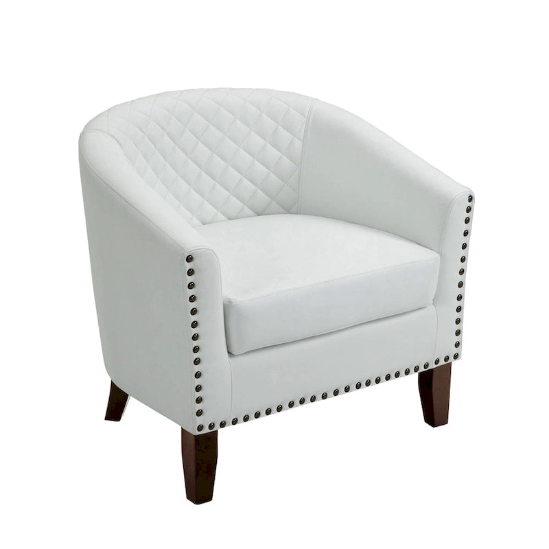 Axia 4 Set Modern Faux Leather Barrel Accent Chair with Wood Legs