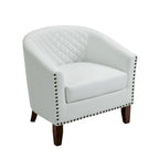 Axia 4 Set Modern Faux Leather Barrel Accent Chair with Wood Legs
