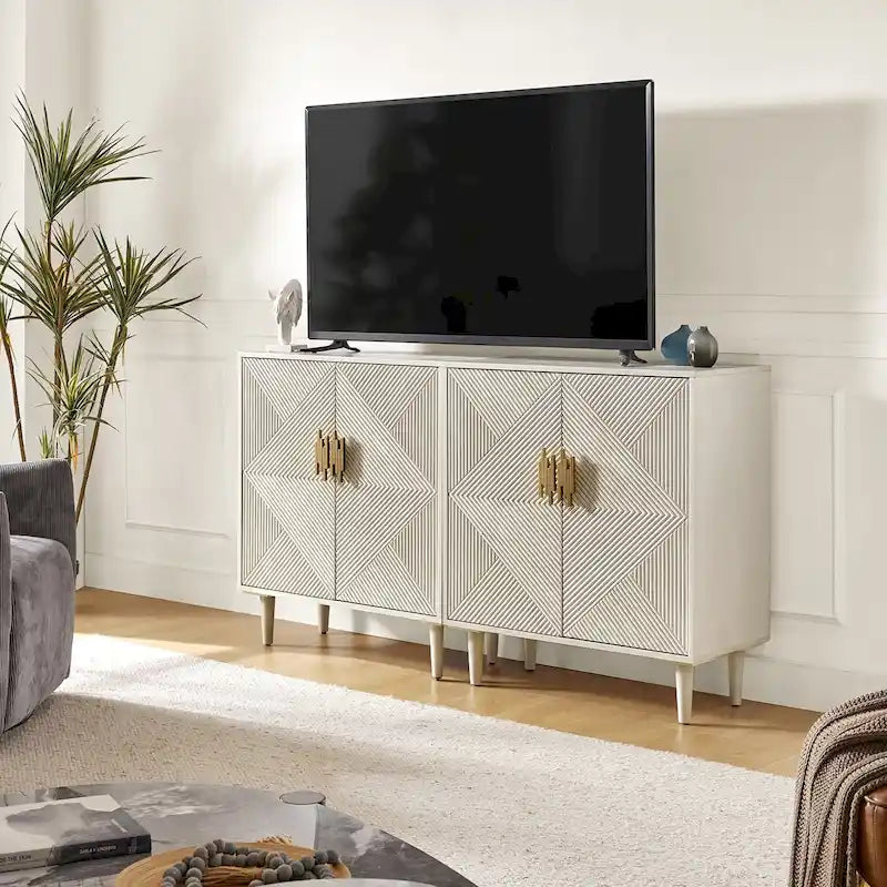 Damien Morden Storage TV Stand with Adjustable Shelves Set of 2 by HULALA HOME