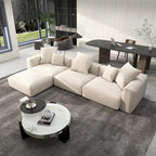 142 L-shape Oversized Corduroy Sectional Sofa Classic Deep Couch with Ottoman