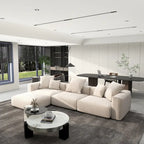 142 L-shape Oversized Corduroy Sectional Sofa Classic Deep Couch with Ottoman