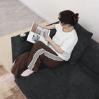 142 L-shape Oversized Corduroy Sectional Sofa Classic Deep Couch with Ottoman