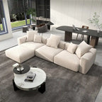 142 L-shape Oversized Corduroy Sectional Sofa Classic Deep Couch with Ottoman