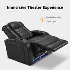 MCombo Power Recliner Chair with Adjustable Headrest, Dual Motor Home Theater Seating with USB Port, Breathable Leather HTS411