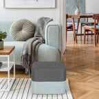 Adeco Square Fabric Ottoman Two-Color Stitching Footrest Stool