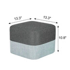 Adeco Square Fabric Ottoman Two-Color Stitching Footrest Stool
