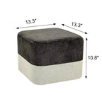 Adeco Square Fabric Ottoman Two-Color Stitching Footrest Stool