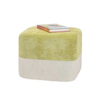 Adeco Square Fabric Ottoman Two-Color Stitching Footrest Stool