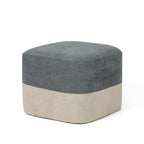 Adeco Square Fabric Ottoman Two-Color Stitching Footrest Stool