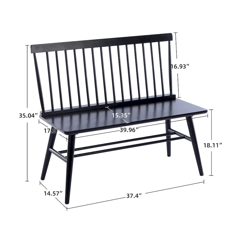 Entryway 40L Solid Wood Dining Bench with Spindle Back