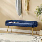 Luis Modern Upholstered Low Back Bench with Sturdy Golden Metal Tapered Leg by HULALA HOME