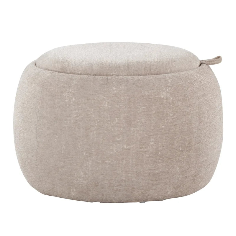 Carson Carrington Astrid Pouf with Natural Wood Tray Top