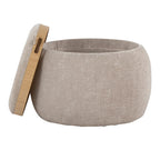 Carson Carrington Astrid Pouf with Natural Wood Tray Top