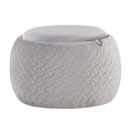 Carson Carrington Astrid Pouf with Natural Wood Tray Top