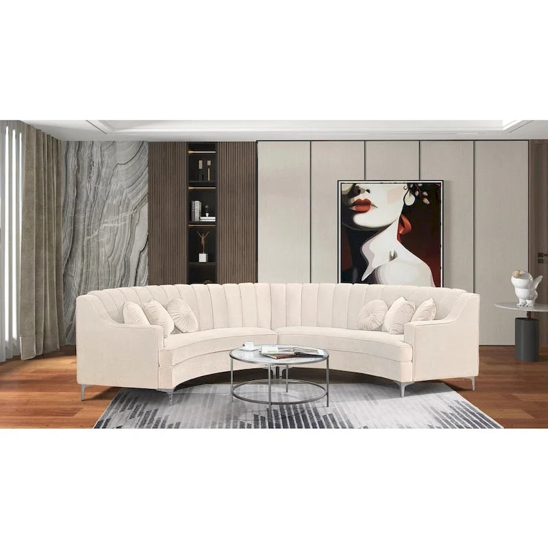 142Velvet Fabric Curve Sectional Sofa - 142