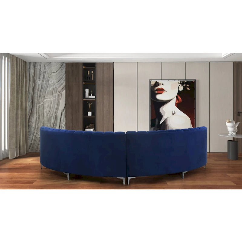 142Velvet Fabric Curve Sectional Sofa - 142