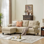 86.22 Wide Sectional Sofa with Ottoman & Side Storage Bags