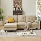 86.22 Wide Sectional Sofa with Ottoman & Side Storage Bags