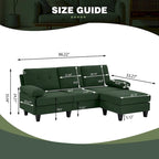 86.22 Wide Sectional Sofa with Ottoman & Side Storage Bags