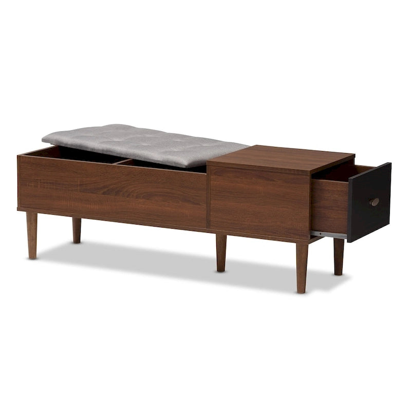 Mid-century 1-Drawer Shoe Storage Bench by Baxton Studio