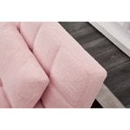 Convertible Futon Teddy Fabric Sofa Bed With Gold Metal Legs