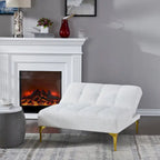 Convertible Futon Teddy Fabric Sofa Bed With Gold Metal Legs