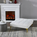 Convertible Futon Teddy Fabric Sofa Bed With Gold Metal Legs