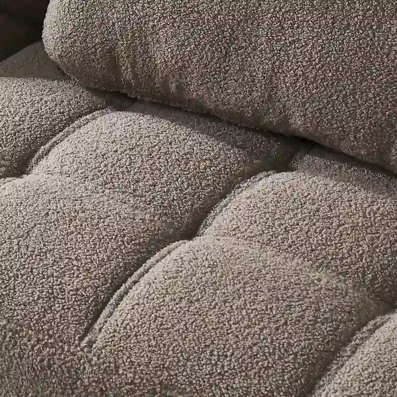 Convertible Futon Teddy Fabric Sofa Bed With Gold Metal Legs