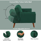 75.39 IN. Futon Sofa Bed, Convertible Upholstered Couch Sleeper with Reclining Sleeper Split Tufted Back