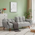 75.39 IN. Futon Sofa Bed, Convertible Upholstered Couch Sleeper with Reclining Sleeper Split Tufted Back