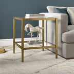 Hera 20 Wide Square Side Table with Clear Shelf