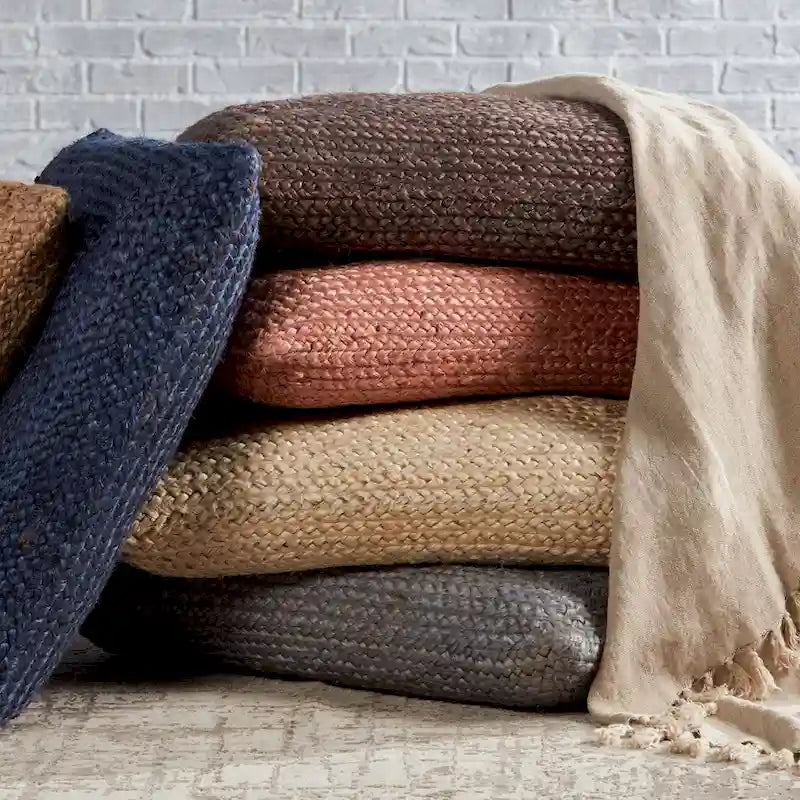 The Curated Nomad Faxon Textured Jute Pouf/ Floor Pillow