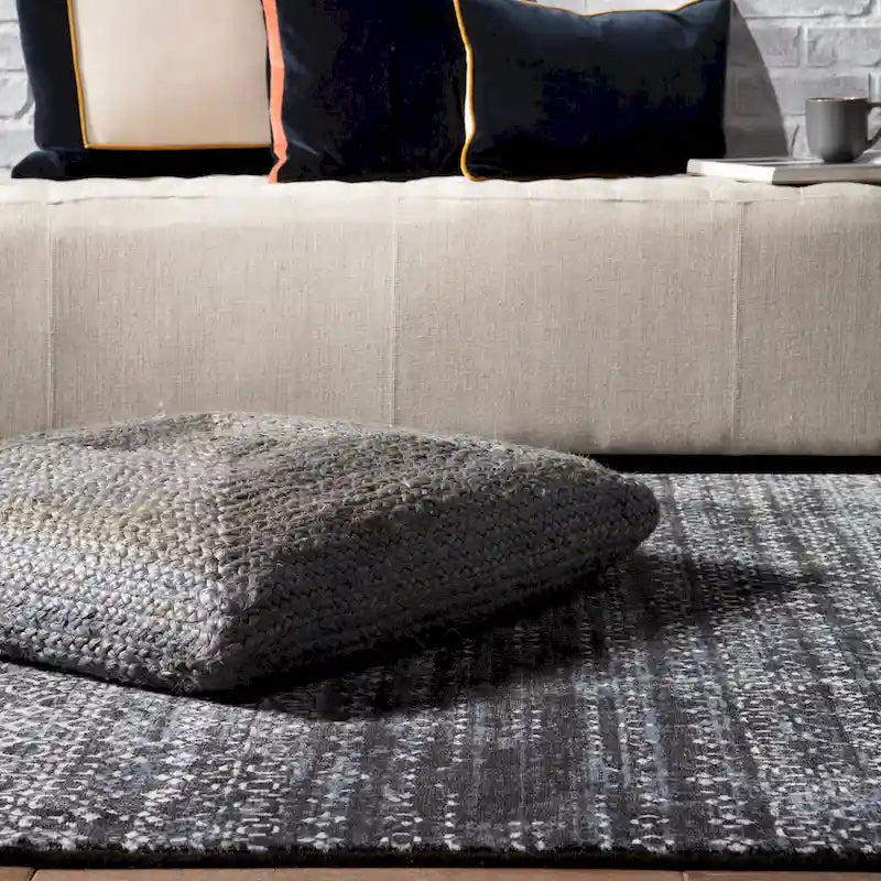 The Curated Nomad Faxon Textured Jute Pouf/ Floor Pillow