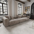 Large Modern Corduroy Fabric 3 Seats Sectional Sofa