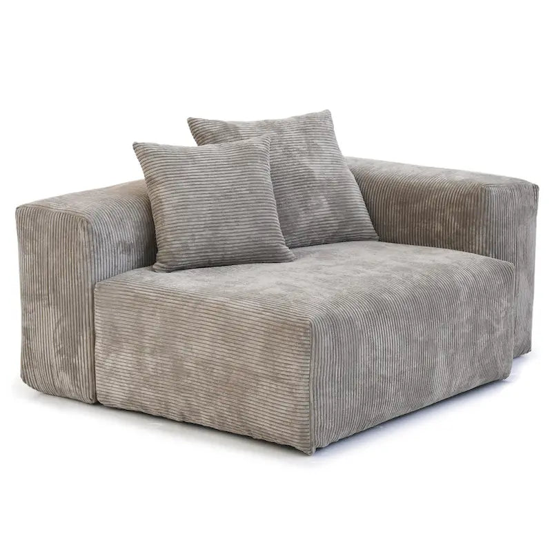 Large Modern Corduroy Fabric 3 Seats Sectional Sofa