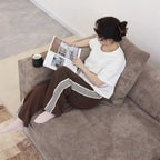 Large Modern Corduroy Fabric 3 Seats Sectional Sofa
