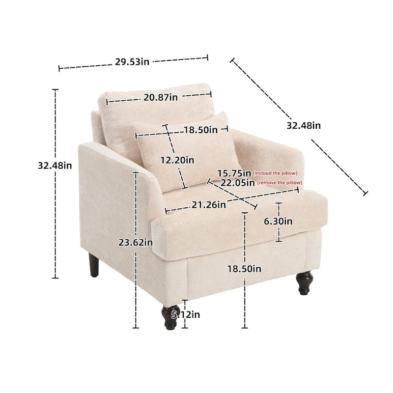 Wood Frame Armchair, Modern Accent Chair Lounge Chair for Living Room